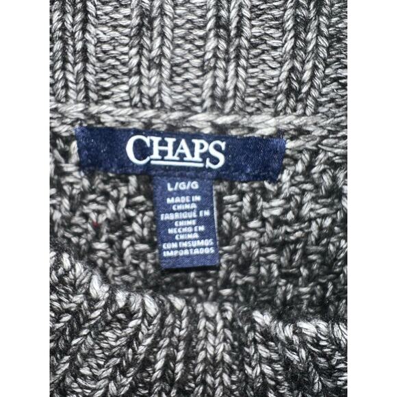 Chaps size L cotton blend pullover sweater black & white knit Ralph Lauren EUC - Picture 2 of 7